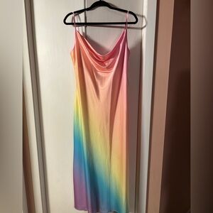 Fashion Nova Rainbow Satin Dress